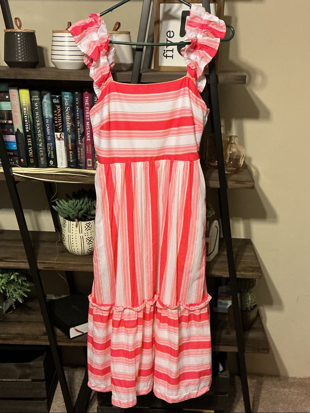 J Crew Nautical Watermelon Pink Striped Cotton Dress Size 2
